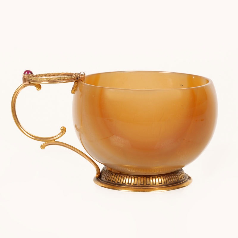 Fabergé Perchin gold-mounted carved agate & enamel cup - Image 2