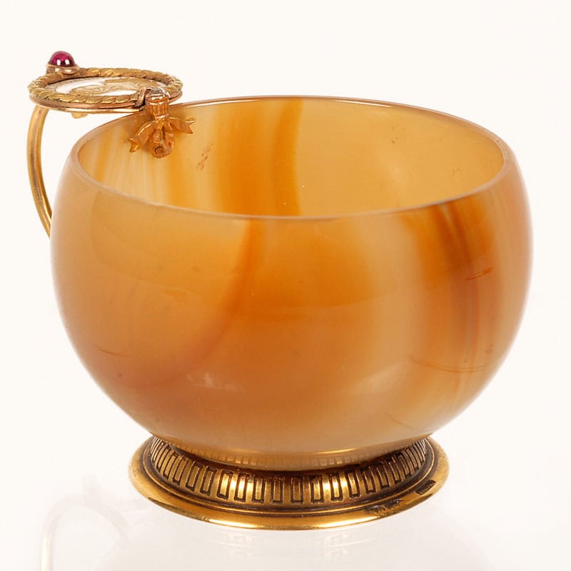 Fabergé Perchin gold-mounted carved agate & enamel cup - Image 4