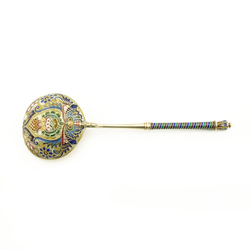 Feodor Rückert silvergilt & shaded cloisonné enamel spoon in Pan-Slavic taste - Image 2