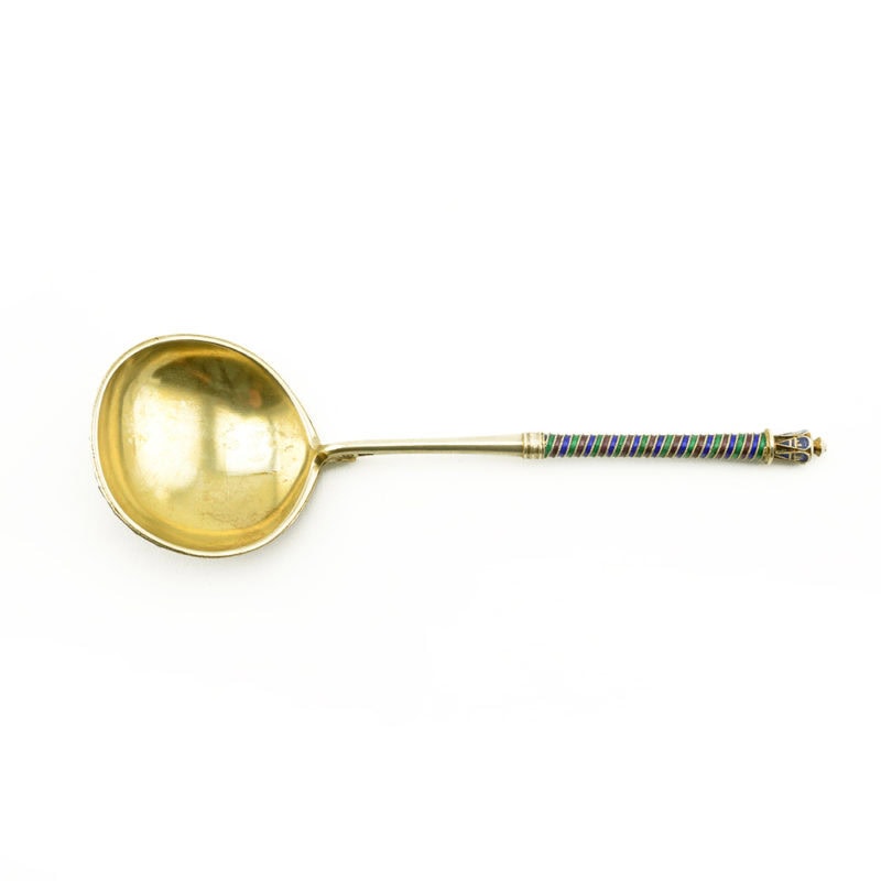 Feodor Rückert silvergilt & shaded cloisonné enamel spoon in Pan-Slavic taste - Image 3