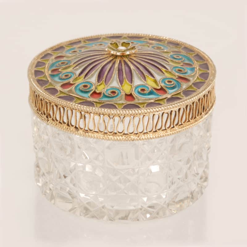 Norwegian gilded silver & plique-à-jour trinket or vanity box