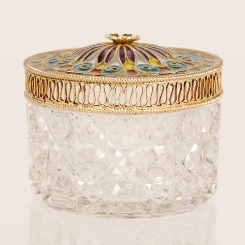 Norwegian gilded silver & plique-à-jour trinket or vanity box - Image 3