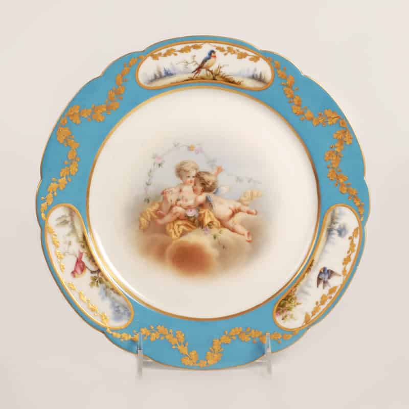 A very rare Russian porcelain dessert plate from the Alexandrinsky Turquoise Service