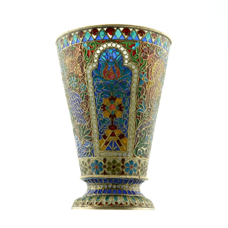 Ovchinnikov plique-à-jour enamel beaker - Image 2