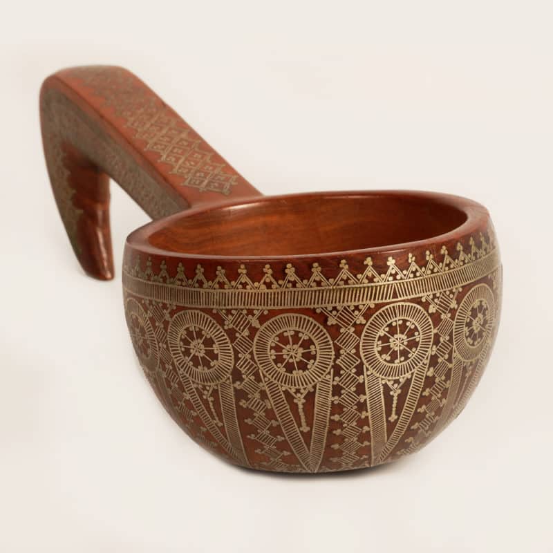 Russian kustar wood & silver cup & kovsh - Image 3