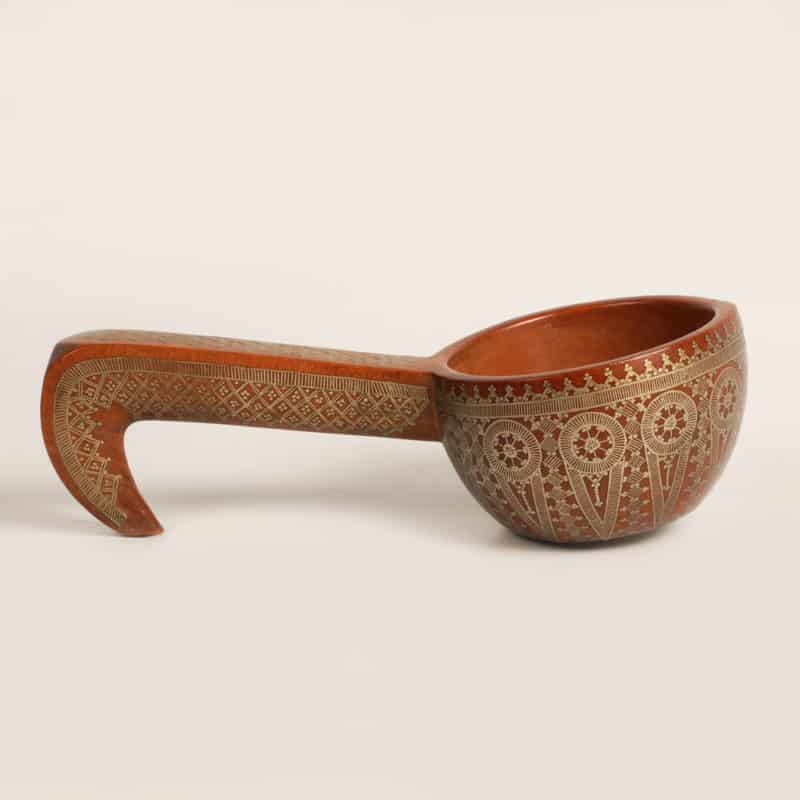 Russian kustar wood & silver cup & kovsh - Image 4