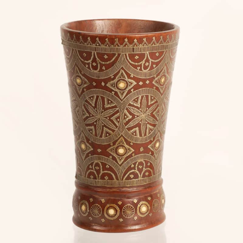 Russian kustar wood & silver cup & kovsh - Image 6