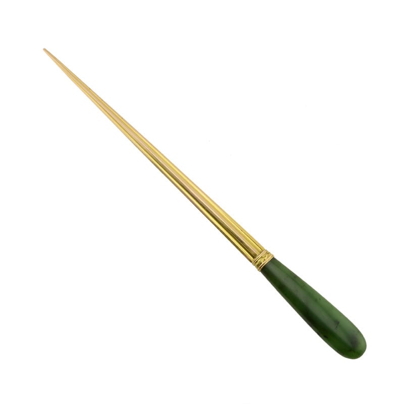 Fabergé varicolor gold & nephrite letter opener - Image 5