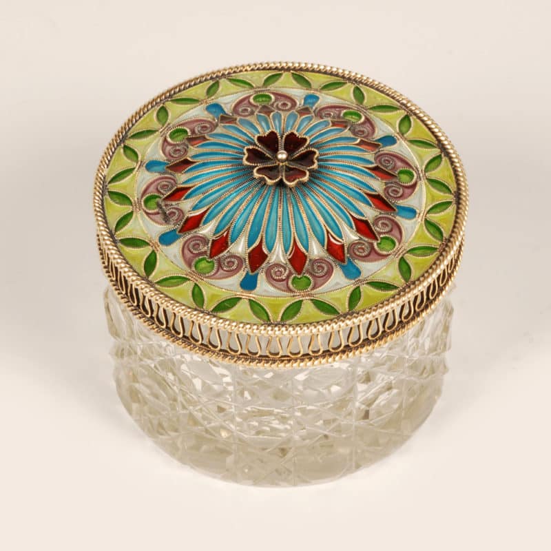 Norwegian plique-à-jour enamel trinket box