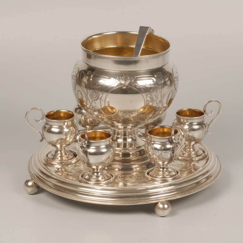 Russian silver punch set for six in Art Nouveau taste