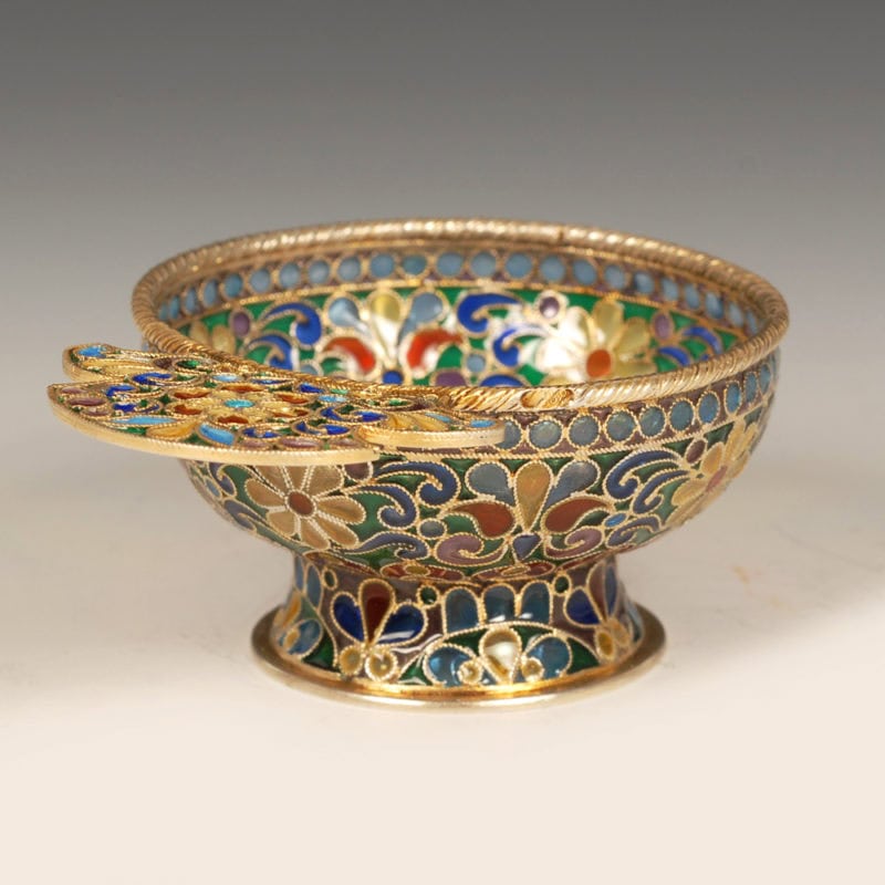 Russian gilded silver & plique-à-jour enamel charka - Image 4