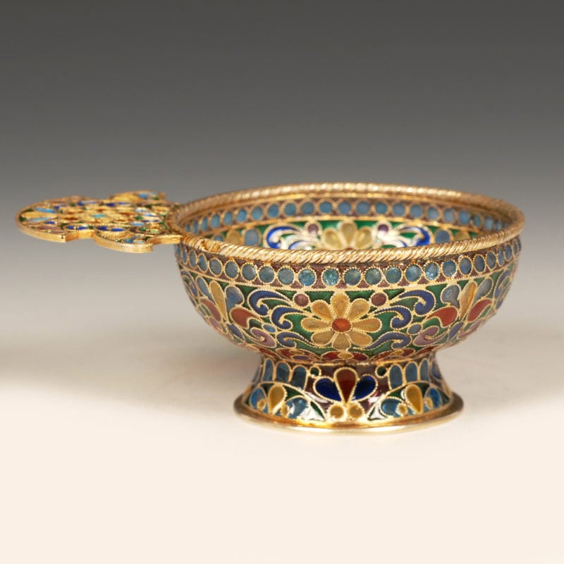 Russian gilded silver & plique-à-jour enamel charka