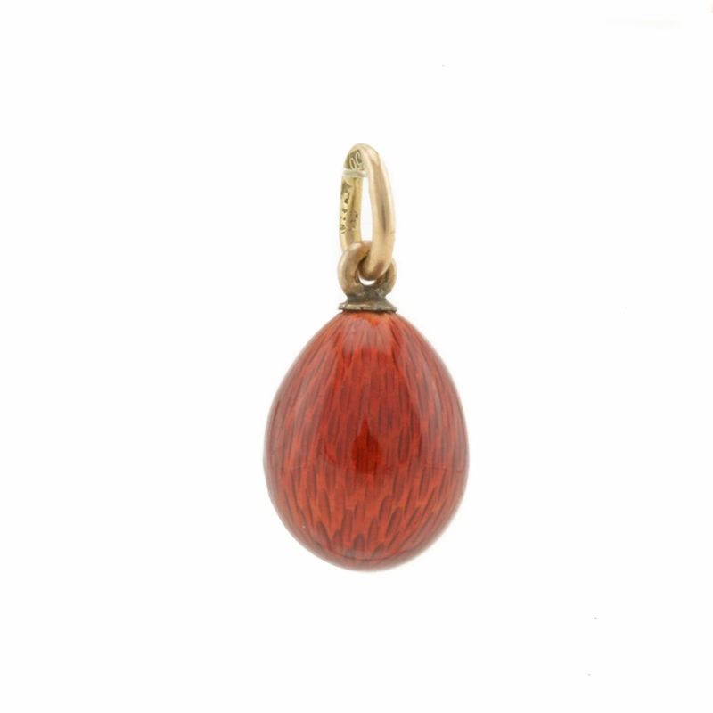 Fabergé gold & red guilloché enamel pendant Easter egg - Image 2
