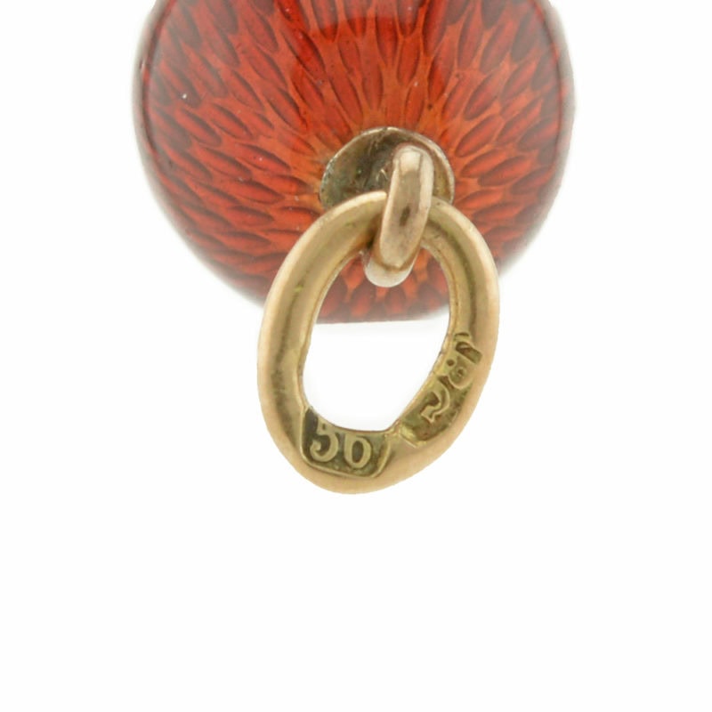 Fabergé gold & red guilloché enamel pendant Easter egg - Image 3