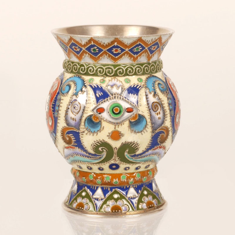 Rückert shaded cloisonné enamel beaker with abstract decoration - Image 2