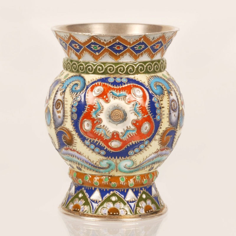 Rückert shaded cloisonné enamel beaker with abstract decoration