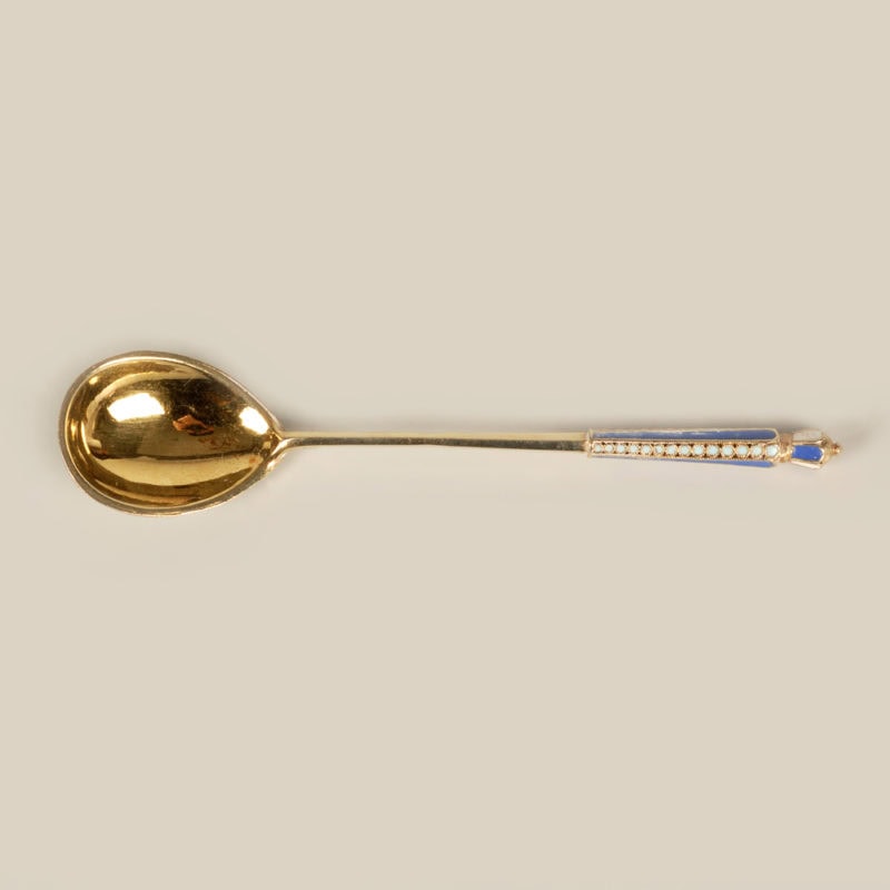 A set of 12 shaded cloisonné enamel spoons by Feodor Rückert - Image 4