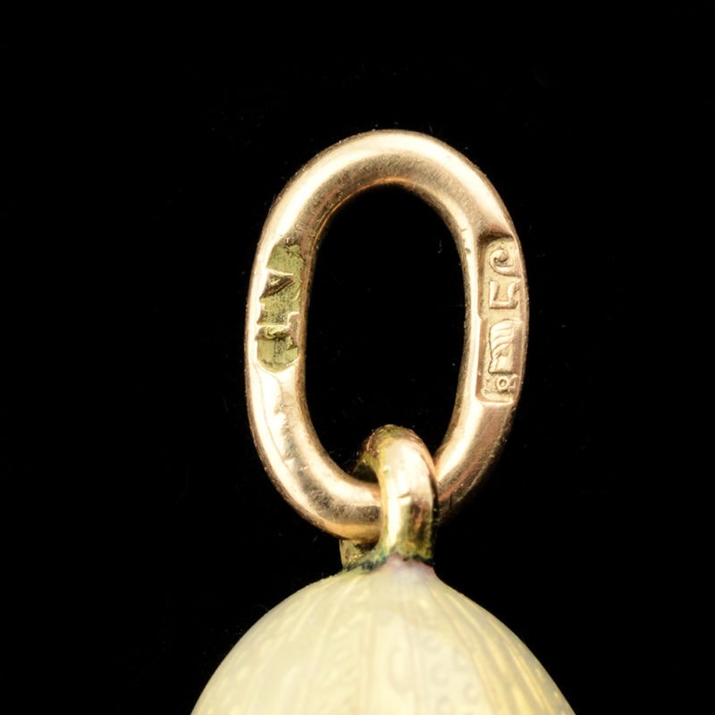 A Fabergé jeweled gold & guilloché enamel miniature pendant Easter egg - Image 3