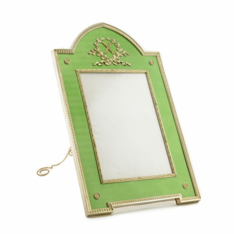 A large & important Fabergé gilded silver & guilloché enamel tenth anniversary photograph frame - Image 2