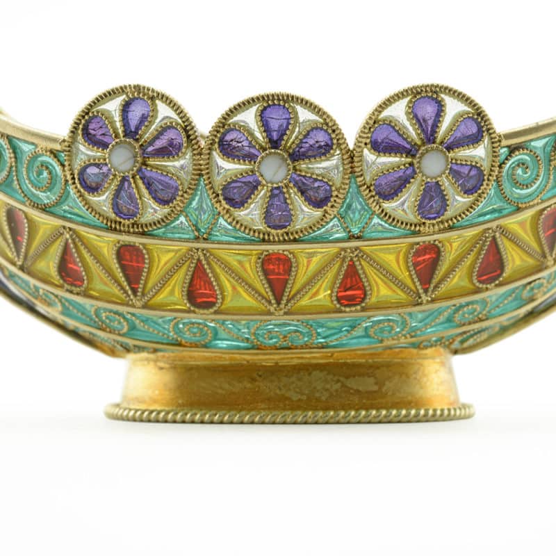 Antique Norwegian David Andersen silver gilt & plique-a-jour enamel Viking boat in the Dragon Style - Image 6