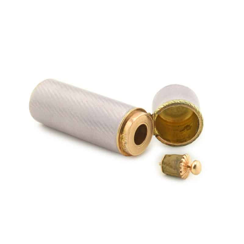 Fabergé Wigström gold-mounted guilloché enamel scent flask - Image 6