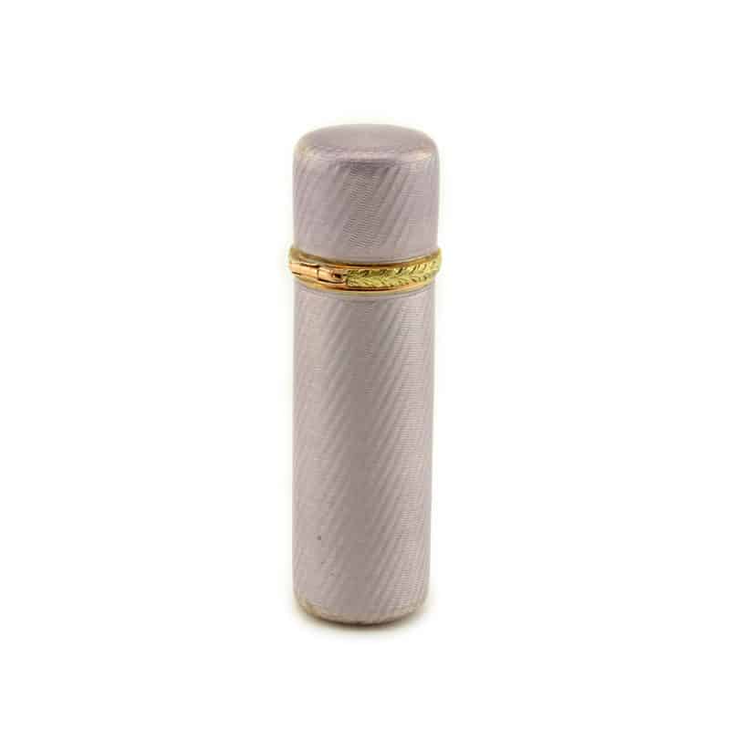 Fabergé Wigström gold-mounted guilloché enamel scent flask - Image 2