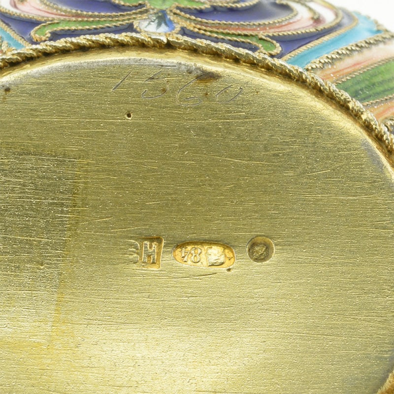 Antique Russian shaded shaded cloisonné kovsh in Art Nouveau taste - Image 4