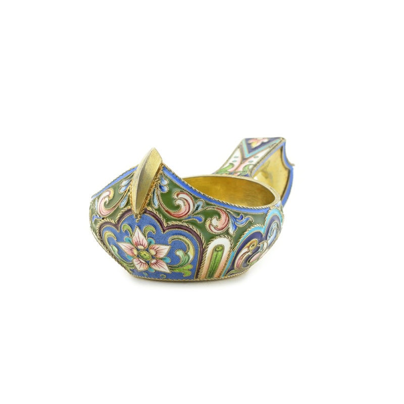 Antique Russian shaded shaded cloisonné kovsh in Art Nouveau taste - Image 2