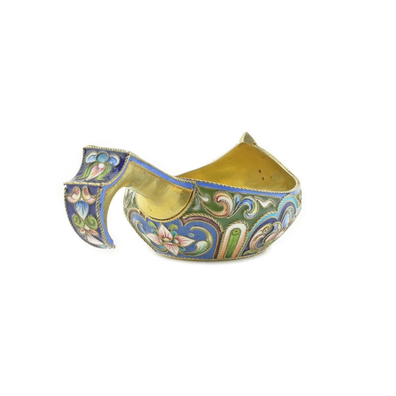 Antique Russian shaded shaded cloisonné kovsh in Art Nouveau taste - Image 3