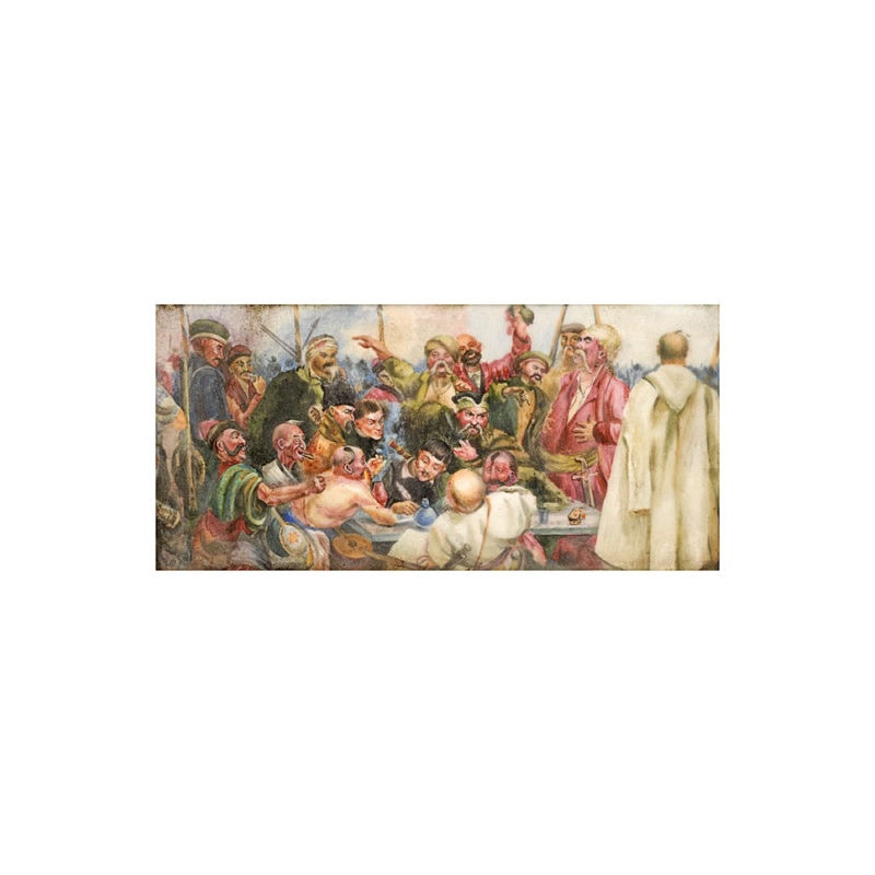 A Fabergé Rappoport silver & pictorial enamel box with Repin's "Reply of the Zaporozhian Cossacks" - Image 4