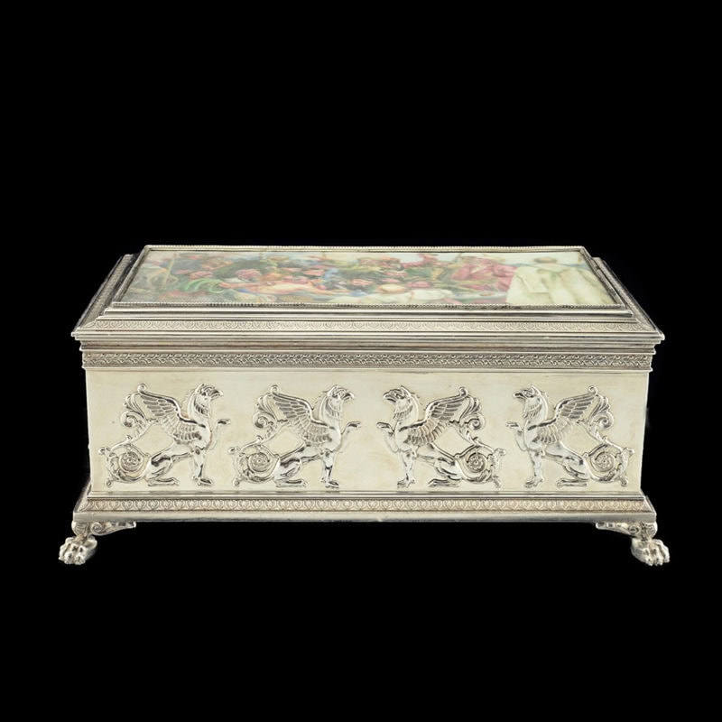 A Fabergé Rappoport silver & pictorial enamel box with Repin's "Reply of the Zaporozhian Cossacks" - Image 2