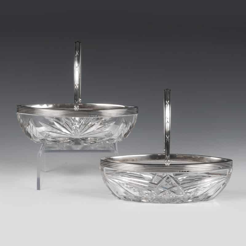 Pair of Silver Mounted Glass Baskets
