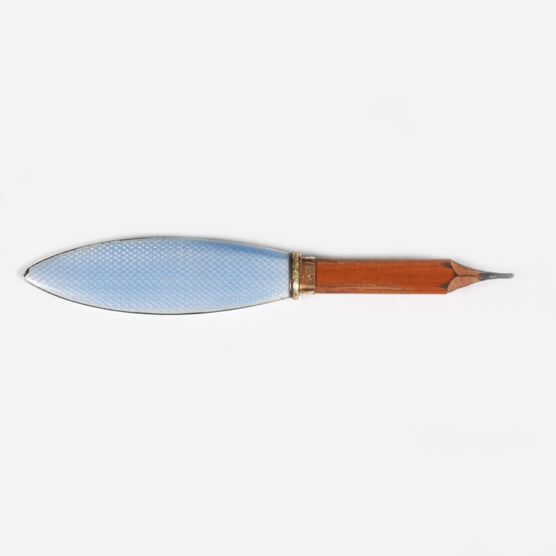 The Hon. Mrs Ronald Greville: A Fabergé gold-mounted silver & guilloché enamel pencil holder - Image 7