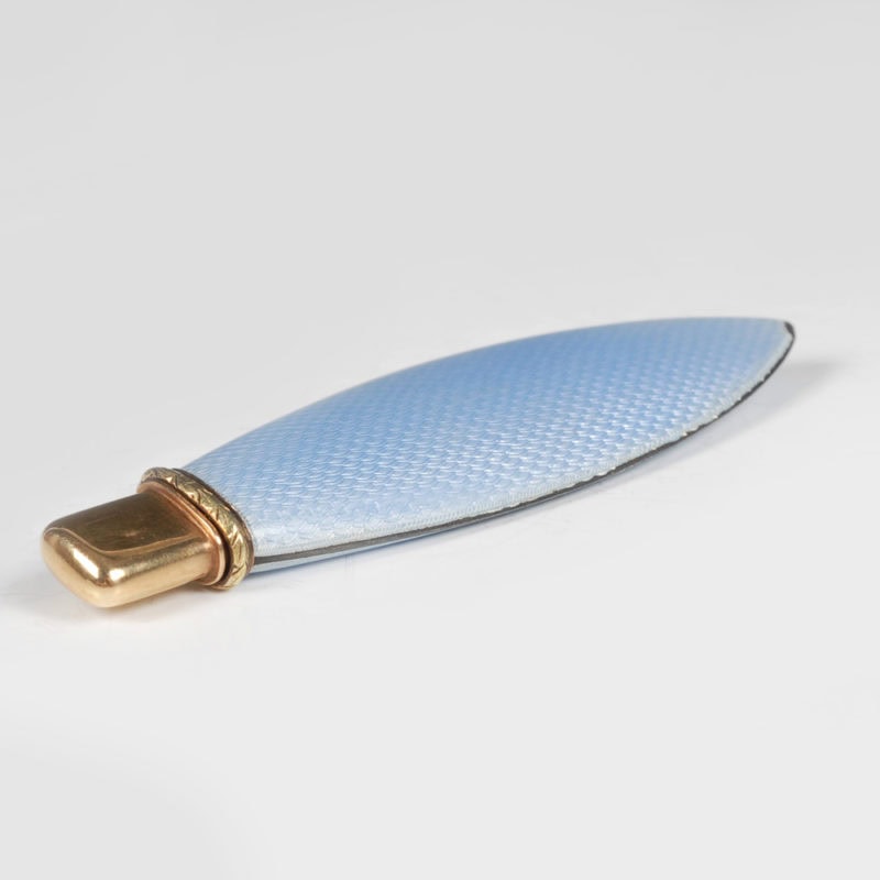 The Hon. Mrs Ronald Greville: A Fabergé gold-mounted silver & guilloché enamel pencil holder - Image 4