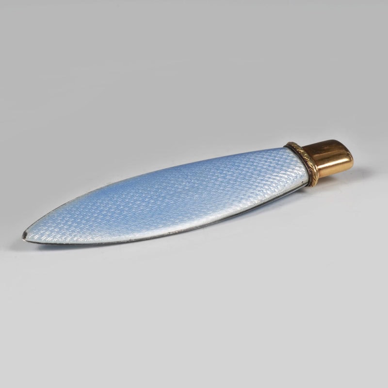 The Hon. Mrs Ronald Greville: A Fabergé gold-mounted silver & guilloché enamel pencil holder - Image 3