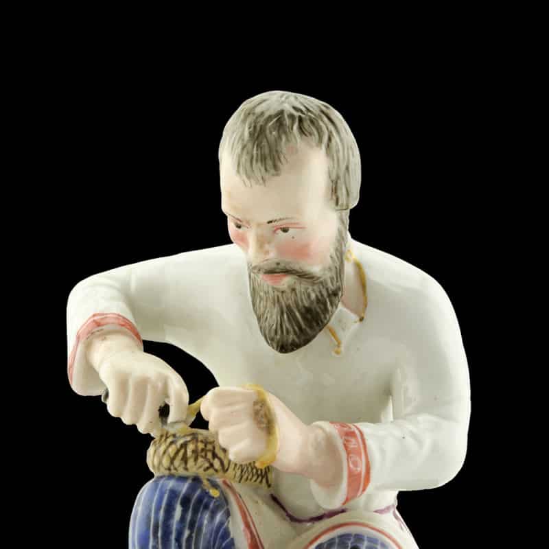 Russian Porcelain Miklashevsky Factory Figurine Lapti Plaiter - Image 4