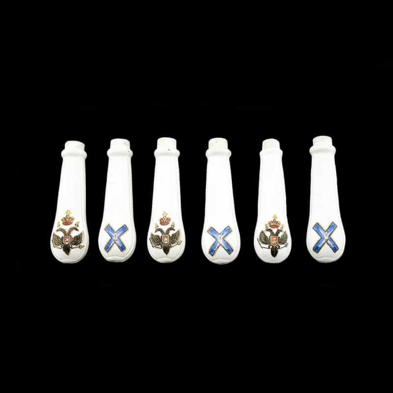 Antique Russian Set of 6 Cutlery Handles from the Meissen Order of ST Andrew Service