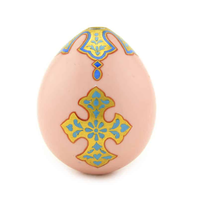 An antique Russian Imperial Porcelain Easter Egg with Russian Style motifs