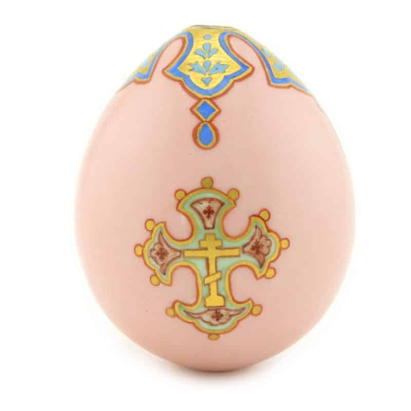 An antique Russian Imperial Porcelain Easter Egg with Russian Style motifs - Image 3
