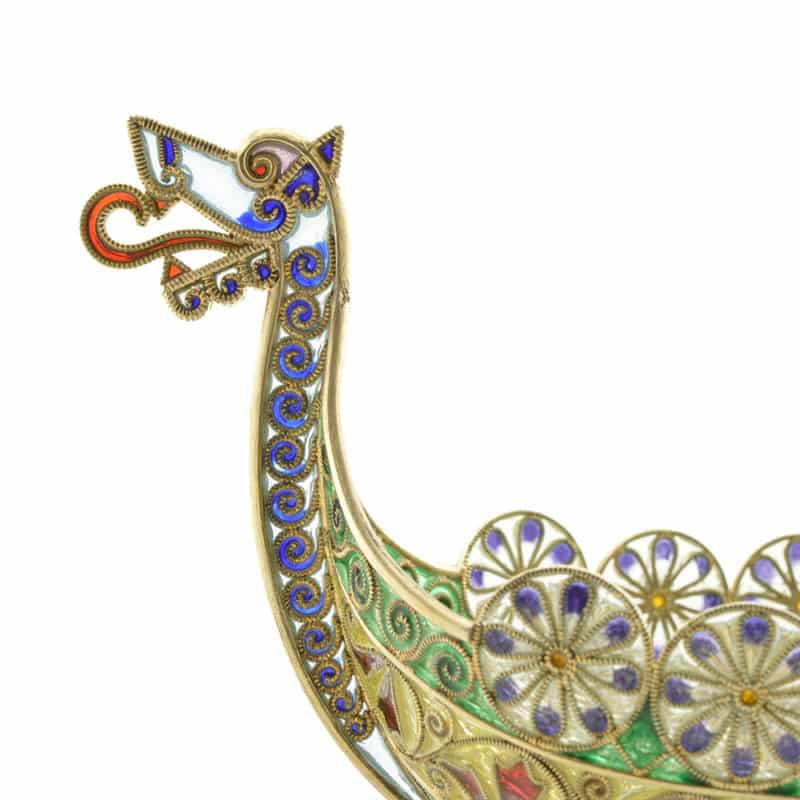 Antique Norwegian David Andersen plique-à-jour Viking boat - Image 7