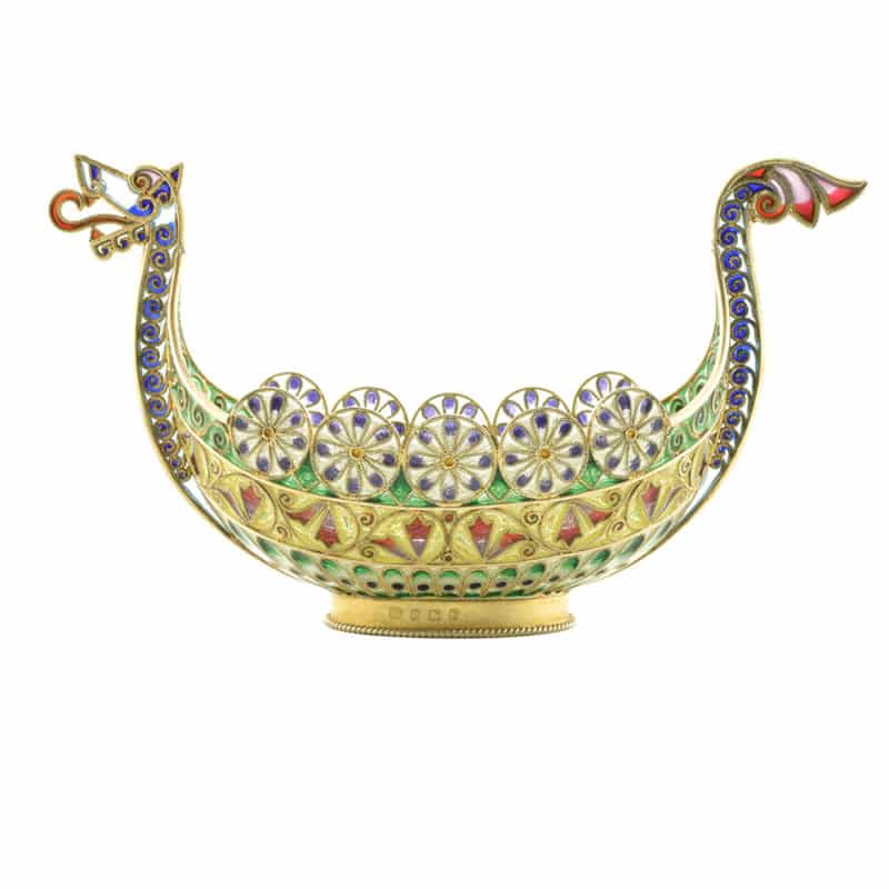Antique Norwegian David Andersen plique-à-jour Viking boat