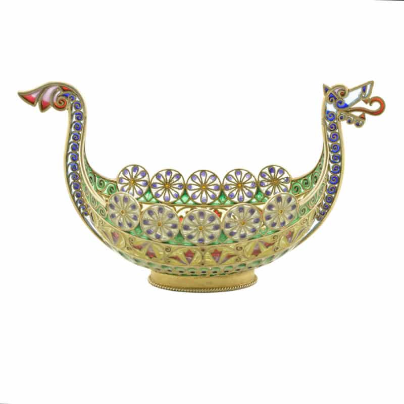 Antique Norwegian David Andersen plique-à-jour Viking boat - Image 2