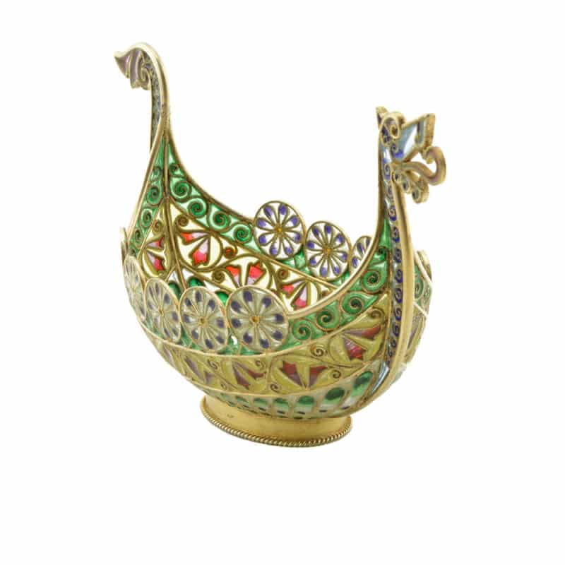 Antique Norwegian David Andersen plique-à-jour Viking boat - Image 3