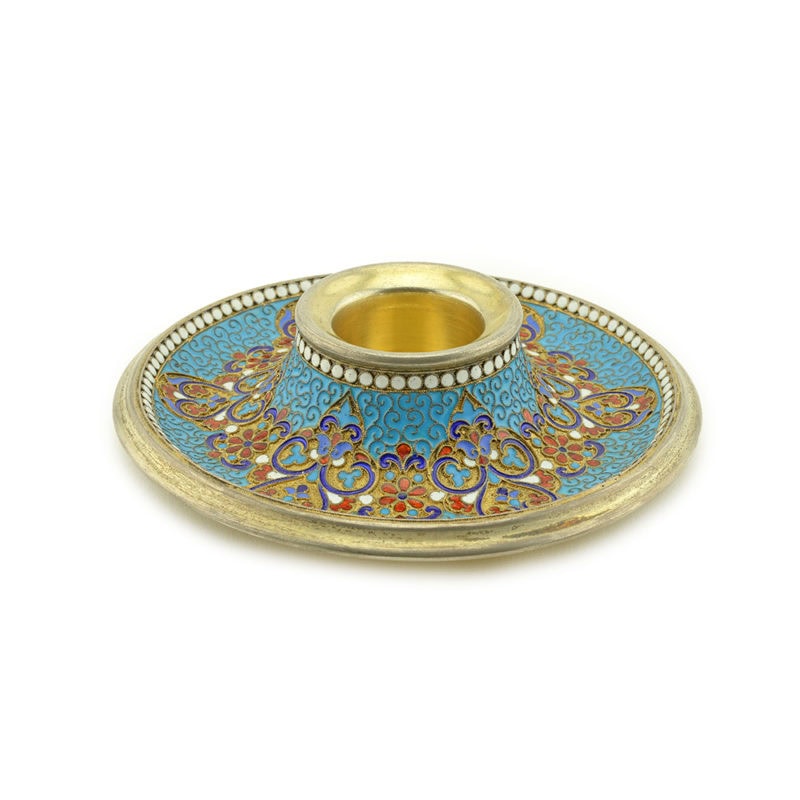 Gustav Klingert cloisonné enamel & cut glass inkwell - Image 3