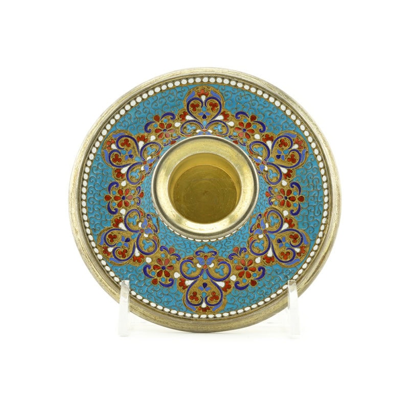 Gustav Klingert cloisonné enamel & cut glass inkwell - Image 5