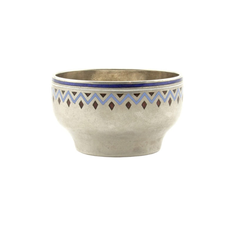 A Fabergé silver & champlevé enamel open salt