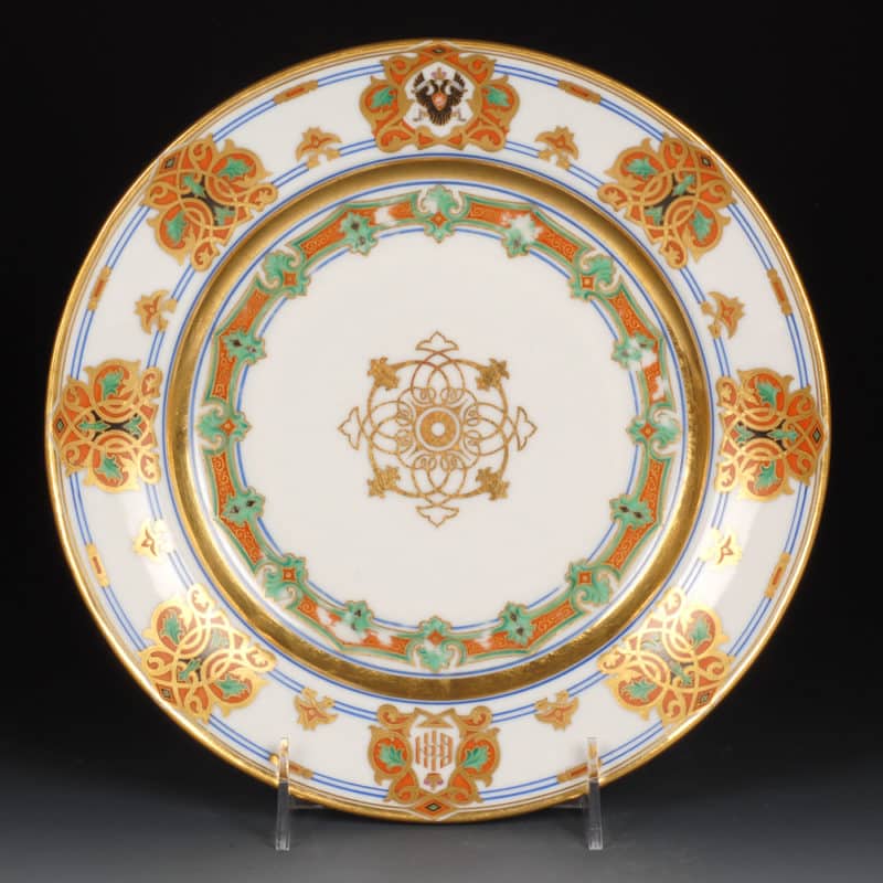 Set of Six Russian Imperial Porcelain Factory Grand Duke Konstantin Nikolaevich Service Plates - Image 2