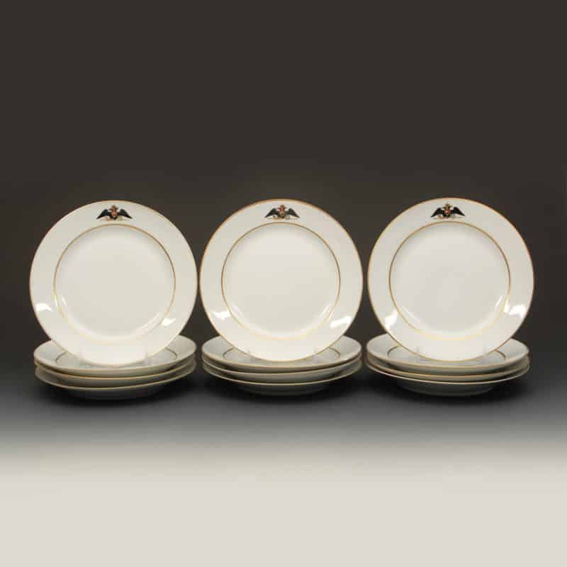A Set of 12 Russian Imperial Porcelain Factory Gatchina Palace Service Plates