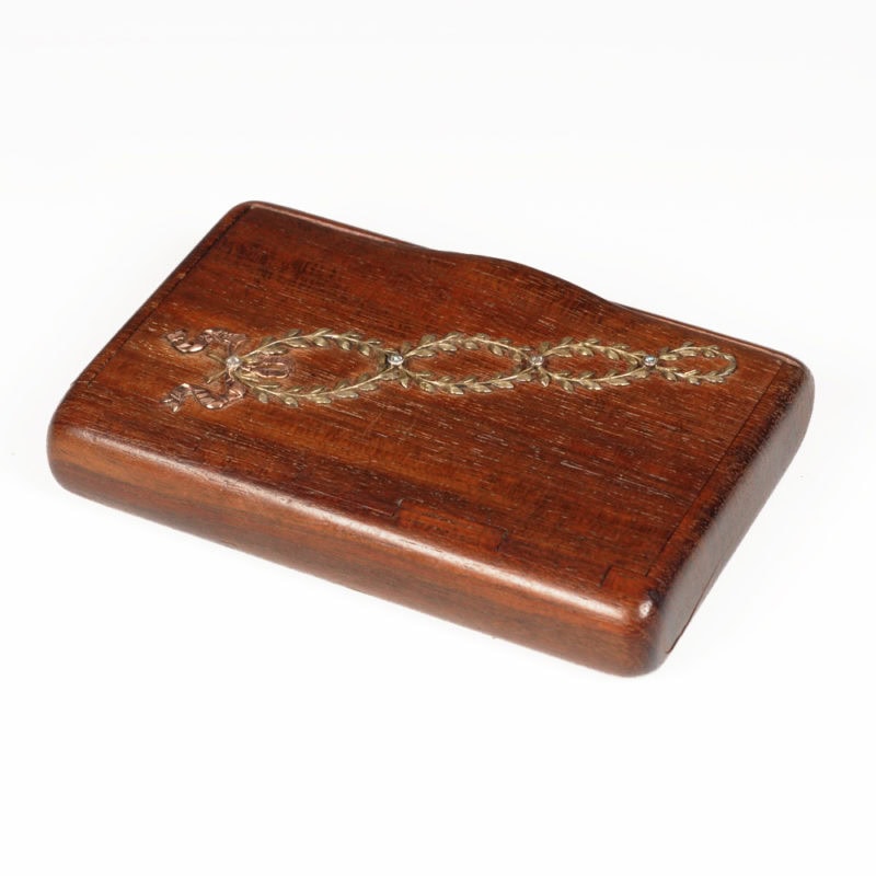 Fabergé two-color gold-mounted palisander wood cigarette case