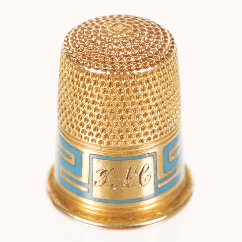 A Fabergé gold & champlevé enamel thimble